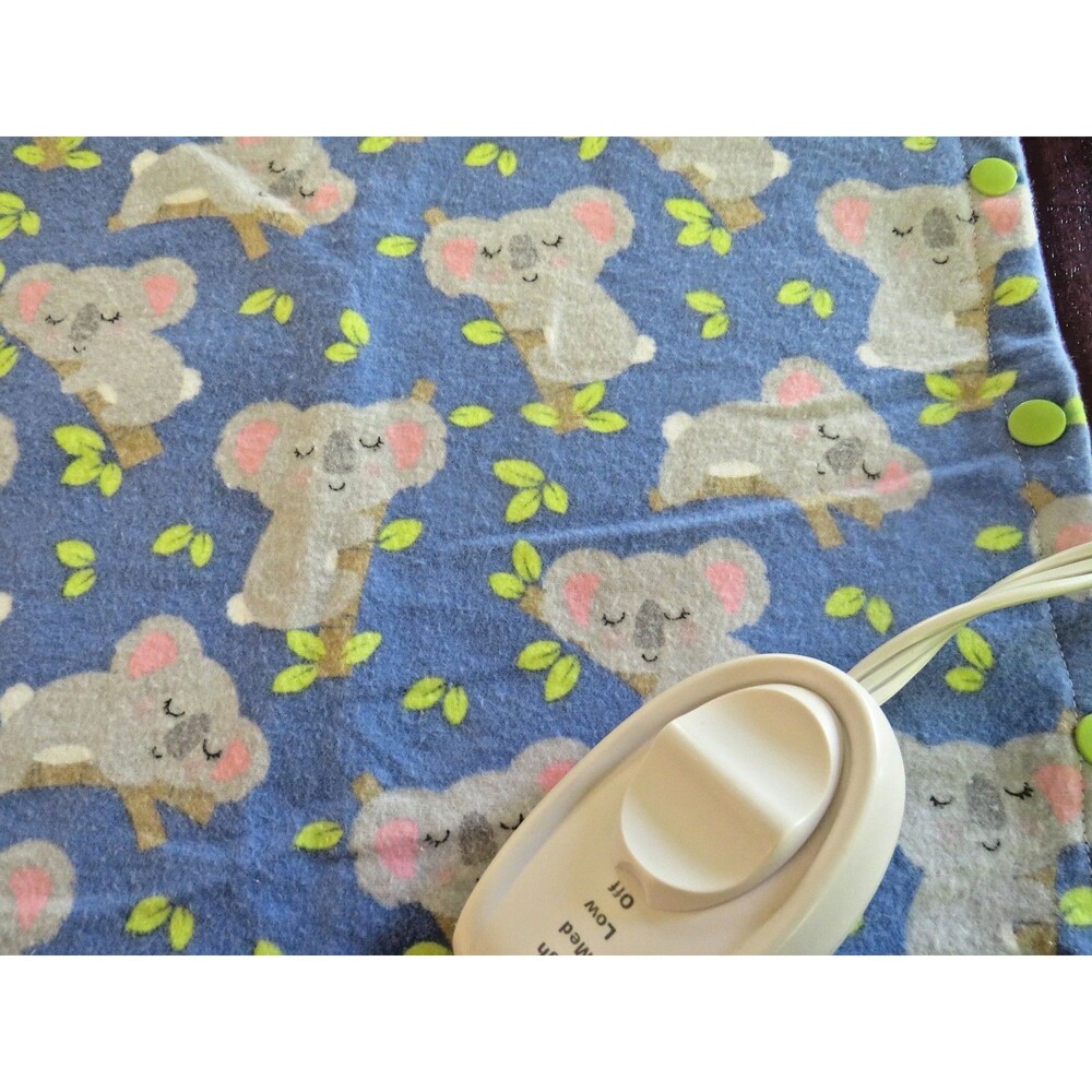 Heating Pad Cover, 12 x 15, Soft Flannel, Sleeping Koala Bears, 3 Snap Closure